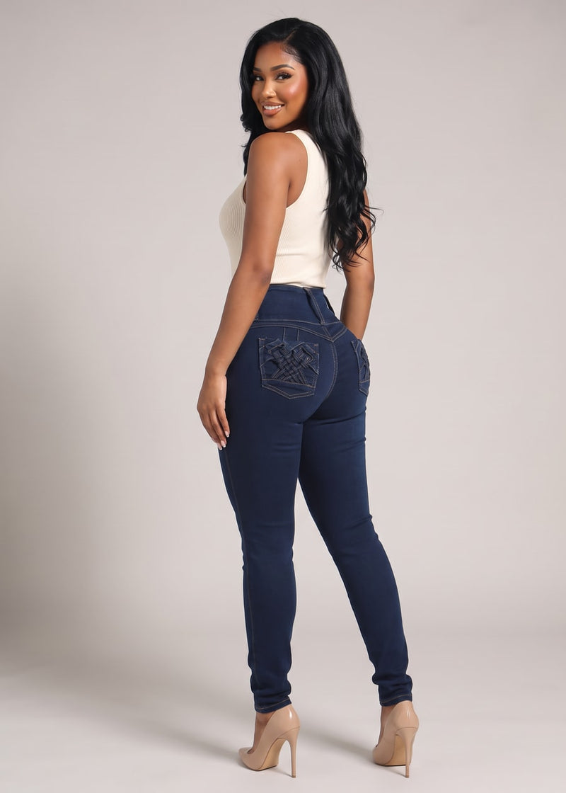 MX JEANS Butt Lift High Waist Dark Skinny Jeans