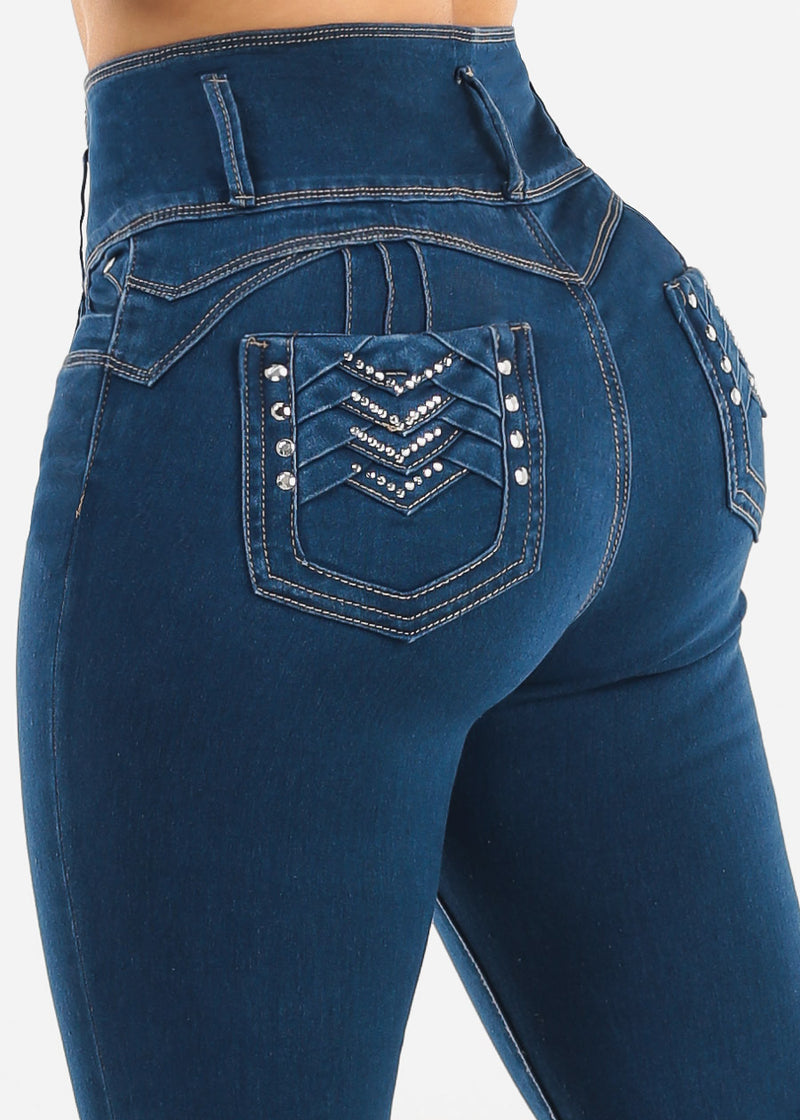 MX JEANS Butt Lift Super High Waist Stretch Skinny Jeans Indigo