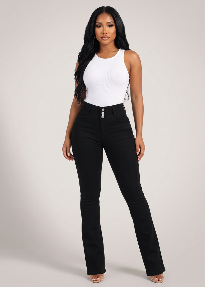 MX JEANS Butt Lift Hyper Stretch Bootcut Pants Black
