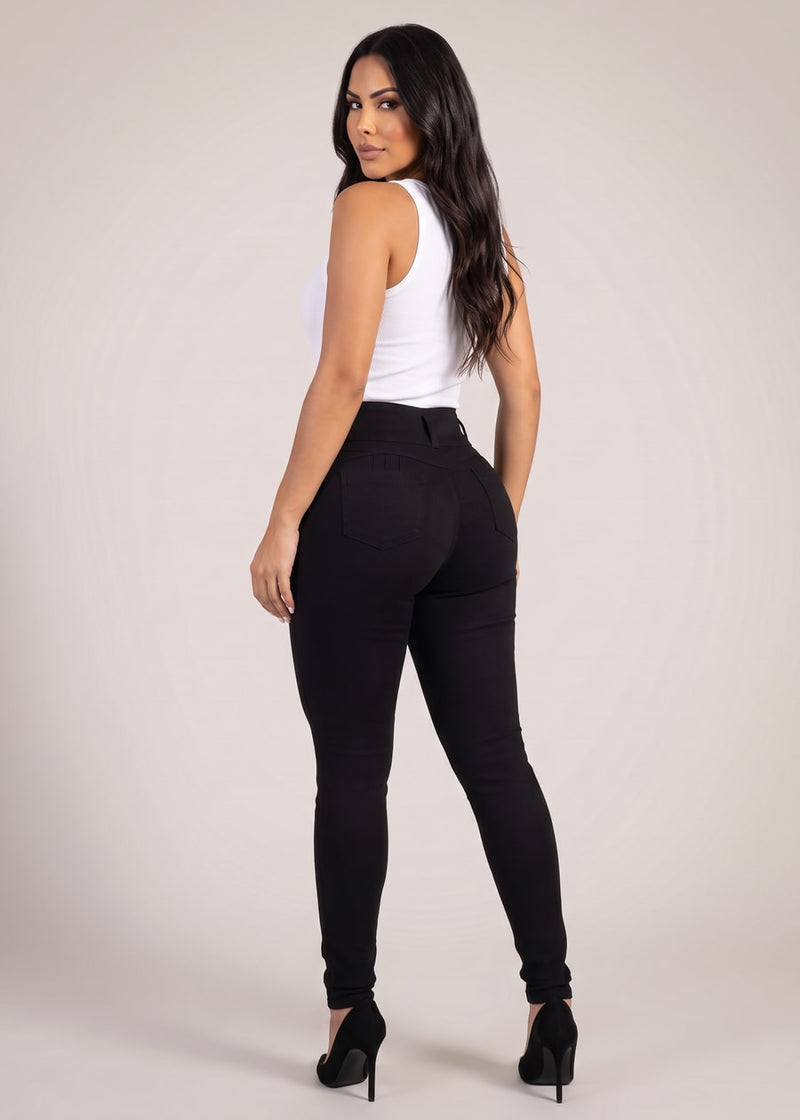 MX JEANS Black High Waist Butt Lift Levanta Cola Jeggings