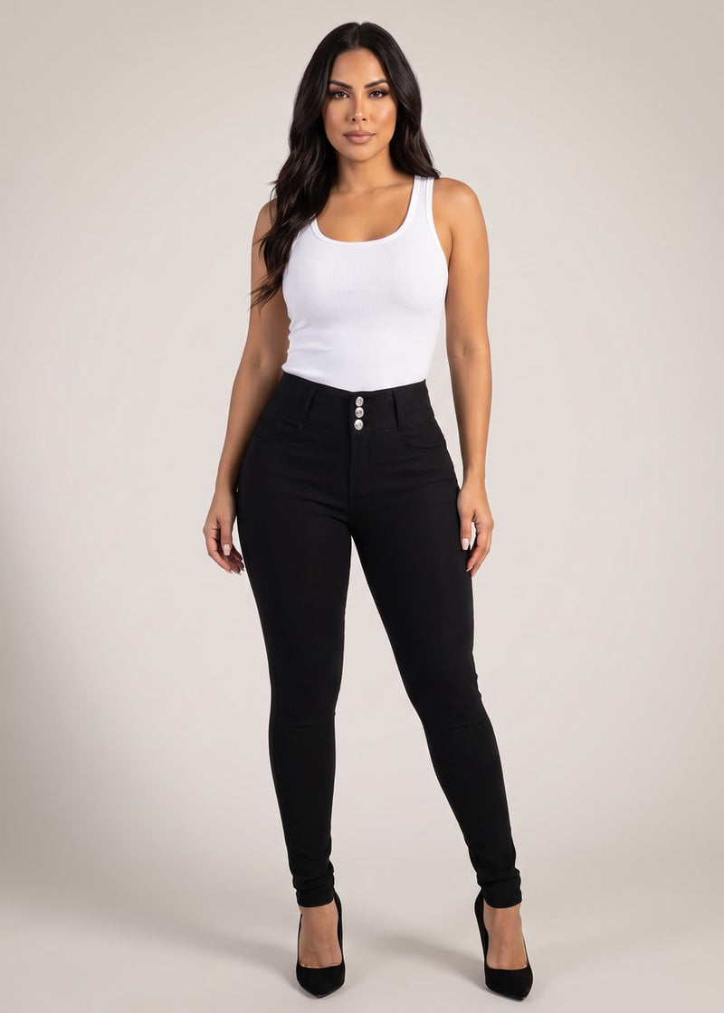 MX JEANS Black High Waist Butt Lift Levanta Cola Jeggings