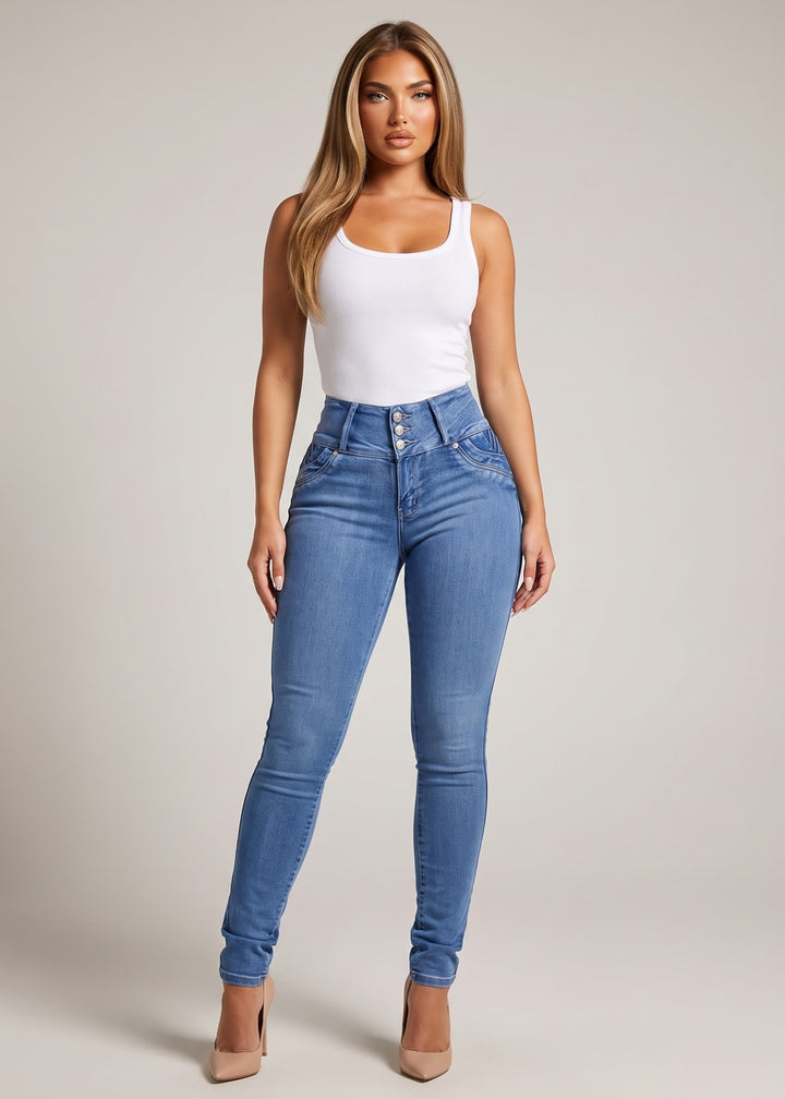MX JEANS Levanta Cola Blue Skinny Jeans
