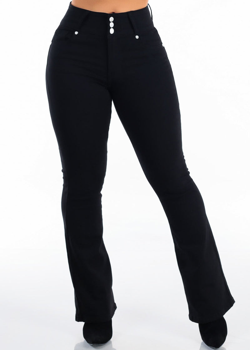 Butt Lift High Waist Stretch Bootcut Jeans Black