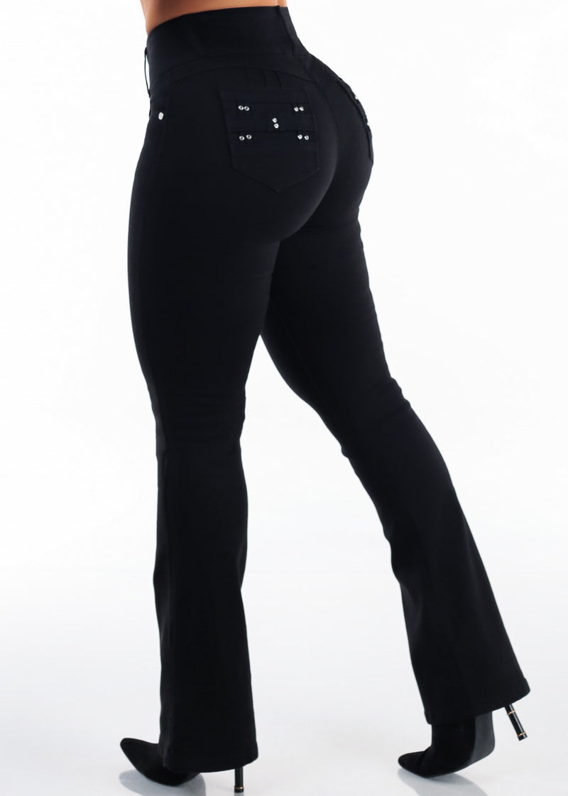 Butt Lift High Waist Stretch Bootcut Jeans Black
