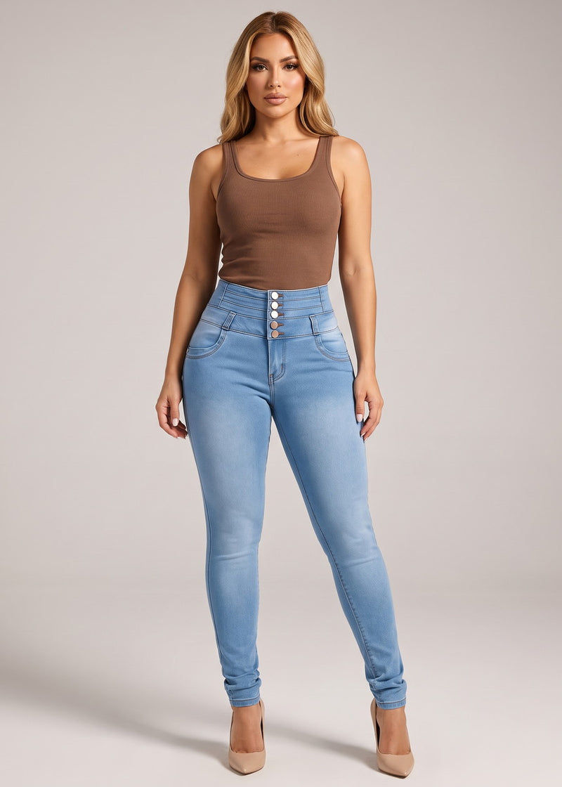 MX JEANS Butt Lift Thick Waist Light Skinny Jeans