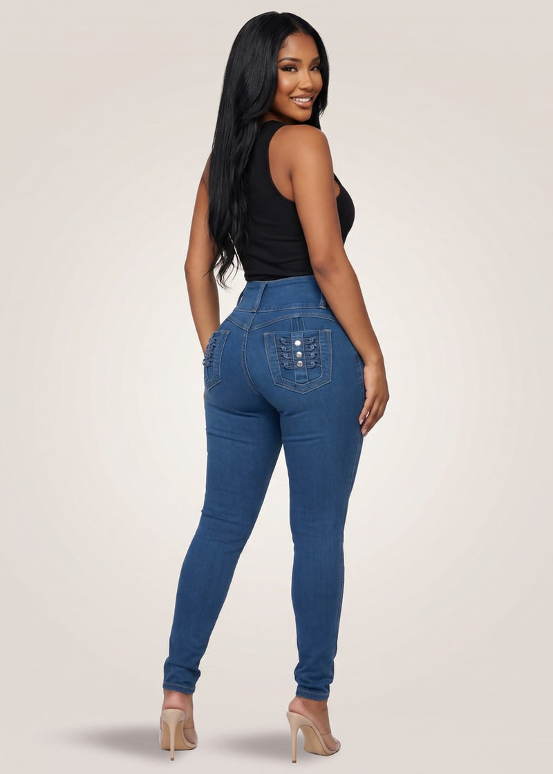MX JEANS Butt Lift High Waist Skinny Jeans Blue
