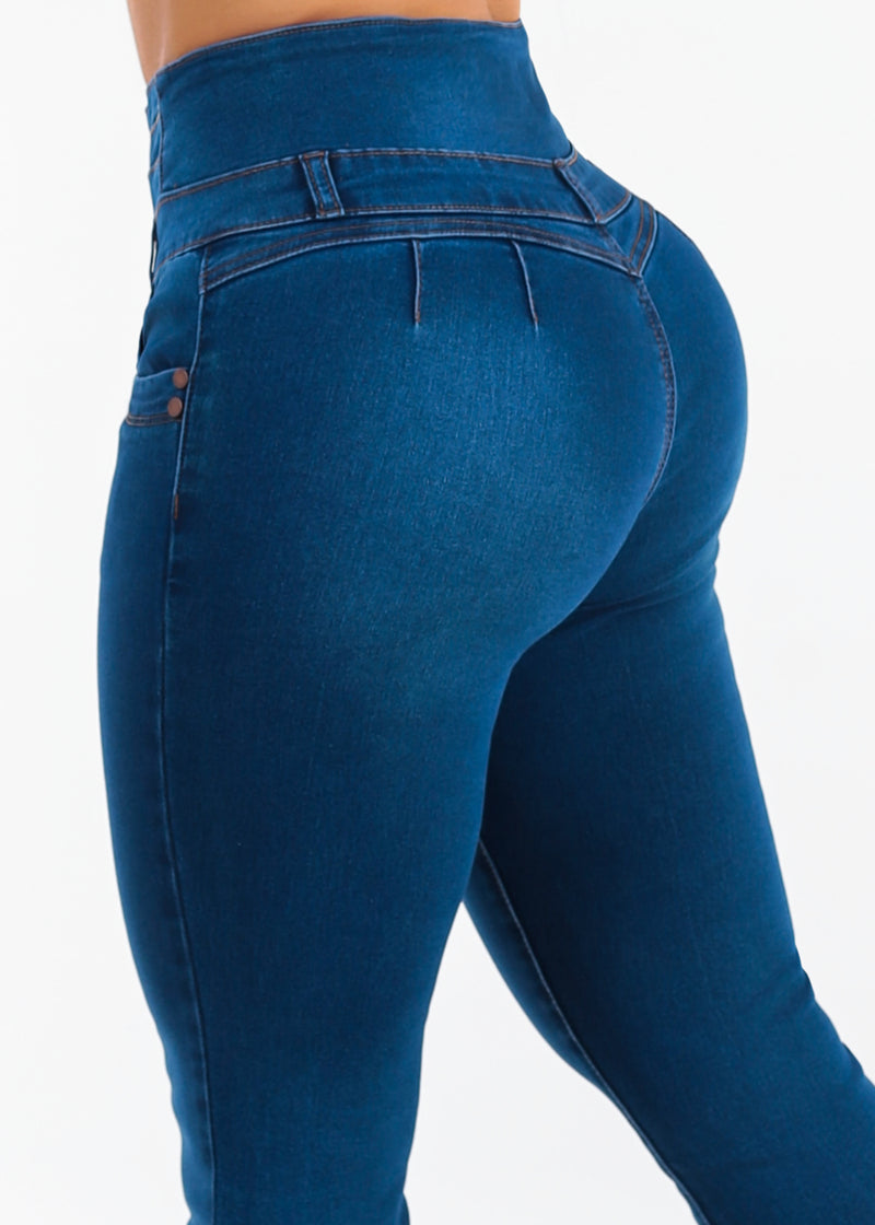 MX JEANS Butt Lift Thick Waist Stretch Skinny Jeans Dark Wash