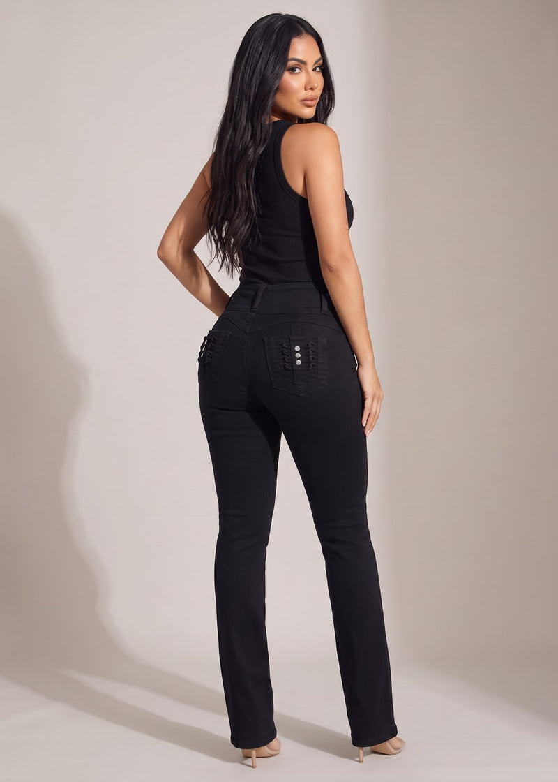 MX JEANS Butt Lift High Waist Black Bootcut Jeans