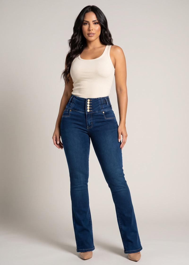 MX JEANS Butt Lift High Waist Stretch Bootcut Jeans Dark Wash
