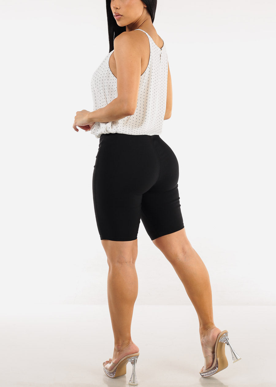 Black High Waist Hyper Stretch Bermuda Shorts