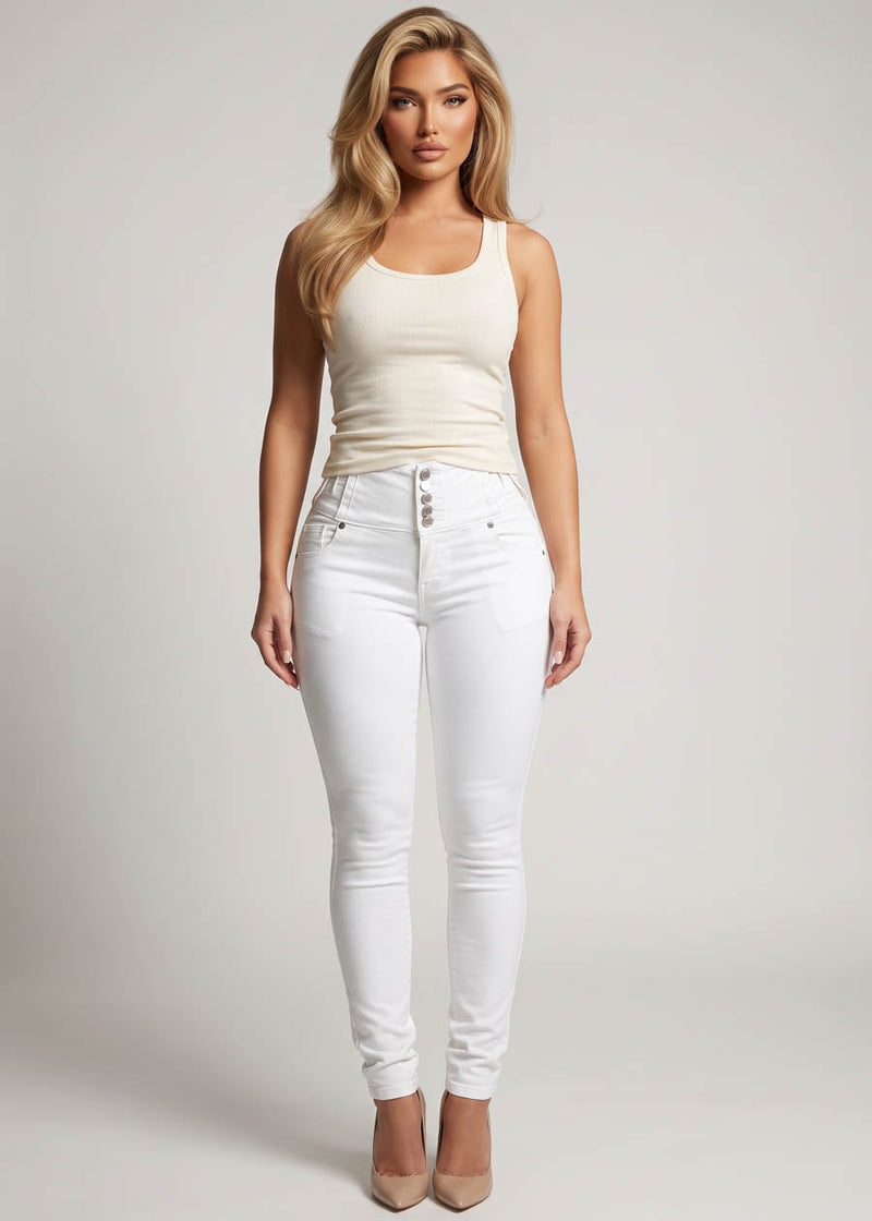 MX JEANS Butt Lift High Waist Stretch Skinny Jeans White