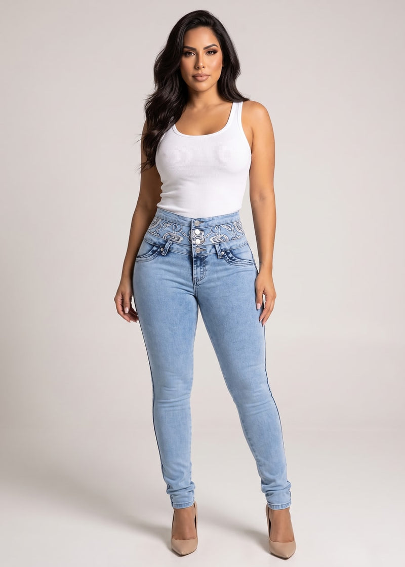 Butt Lift High Waist Acid Wash Stretch Skinny Jeans