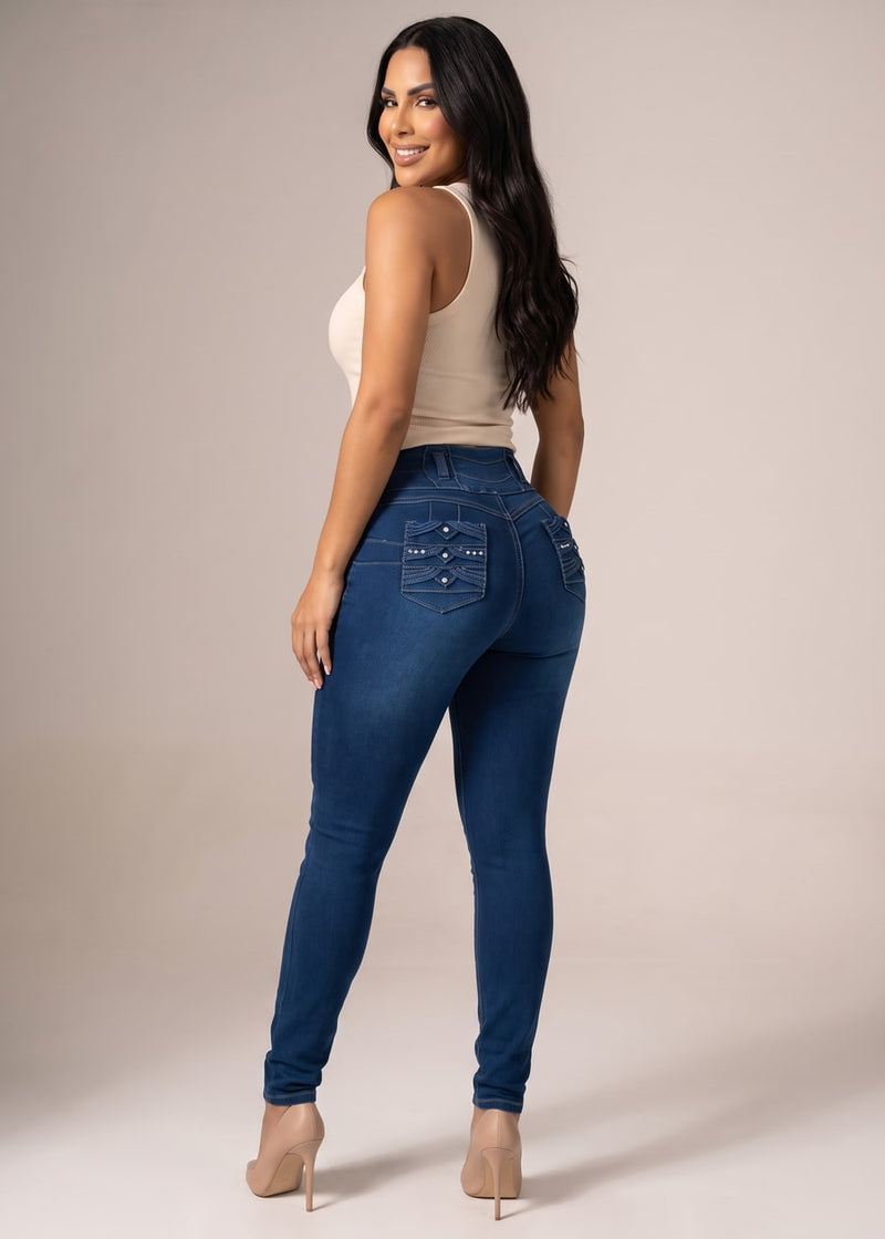 MX JEANS Butt Lift Super High Waist Stretch Indigo Skinny Jeans