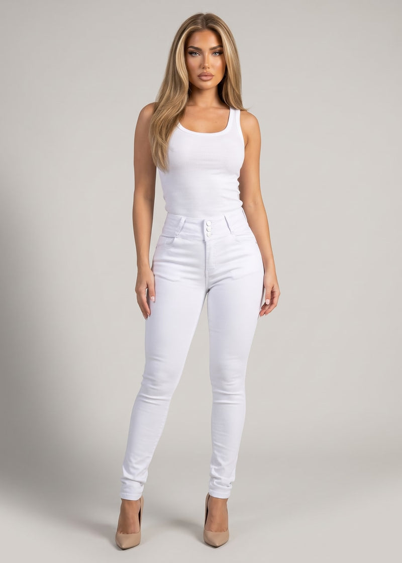 MX JEANS White Butt Lift High Waisted Stretch Skinny Jeans
