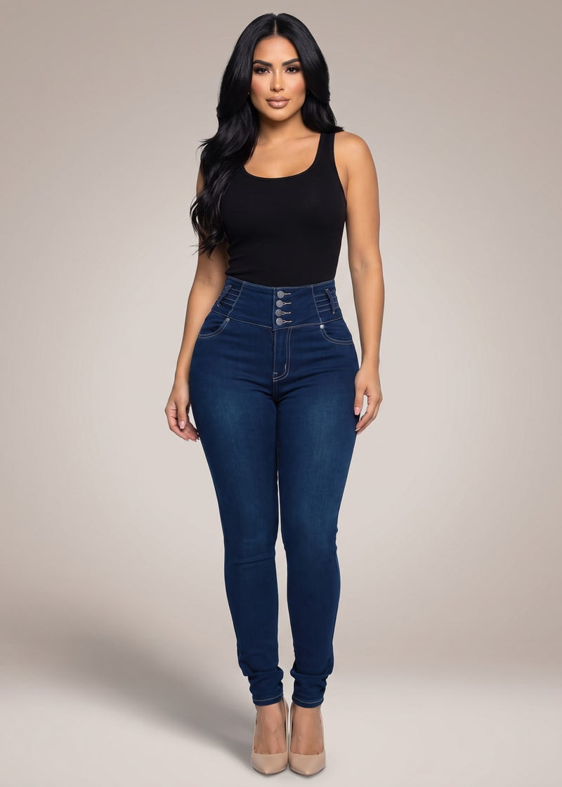 MX JEANS Levantacola Super High Waist Stretch Skinny Jeans Dark Wash