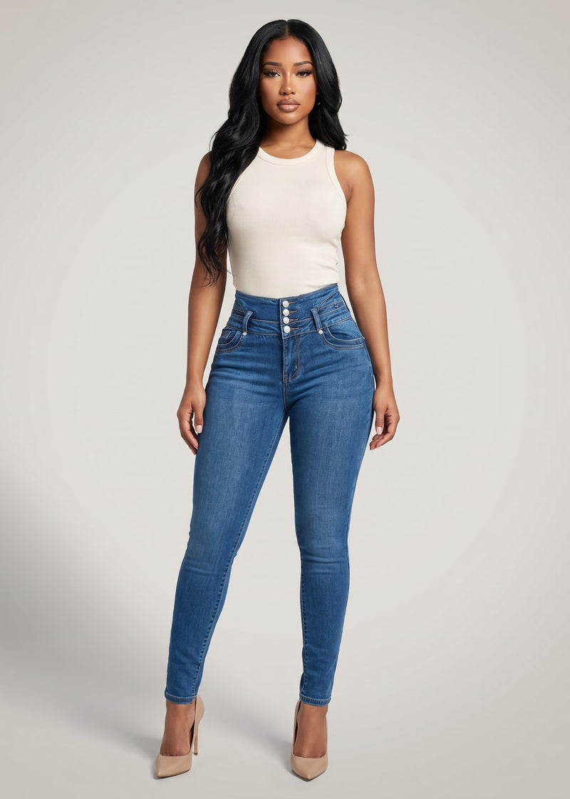 MX JEANS Levantacola Super High Waist Stretch Skinny Jeans Mid Sand Wash