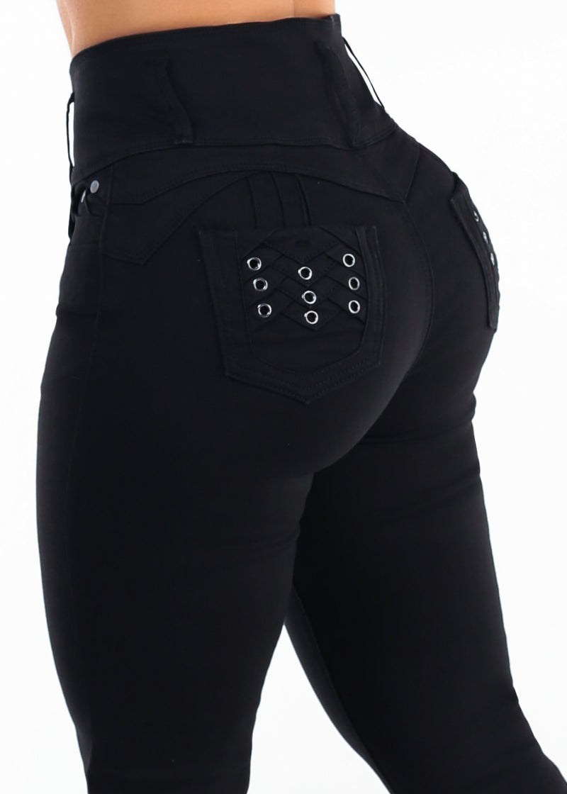MX JEANS Butt Lift Super High Waist Stretch Skinny Jeans Black