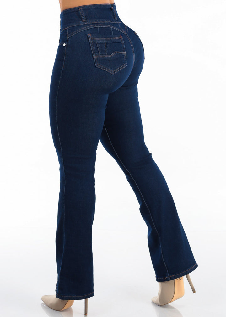 Levantacola High Waist Stretch Bootcut Jeans Dark Wash