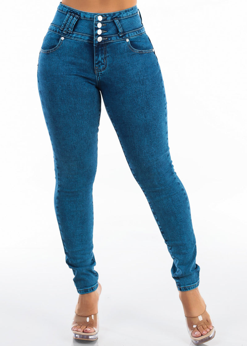 Levantantacola High Waist Stretch Skinny Jeans Dark Acid Wash