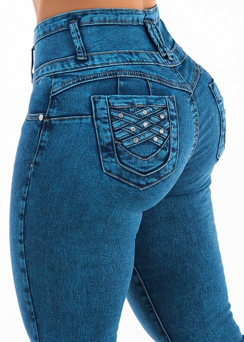 Levantantacola High Waist Stretch Skinny Jeans Dark Acid Wash