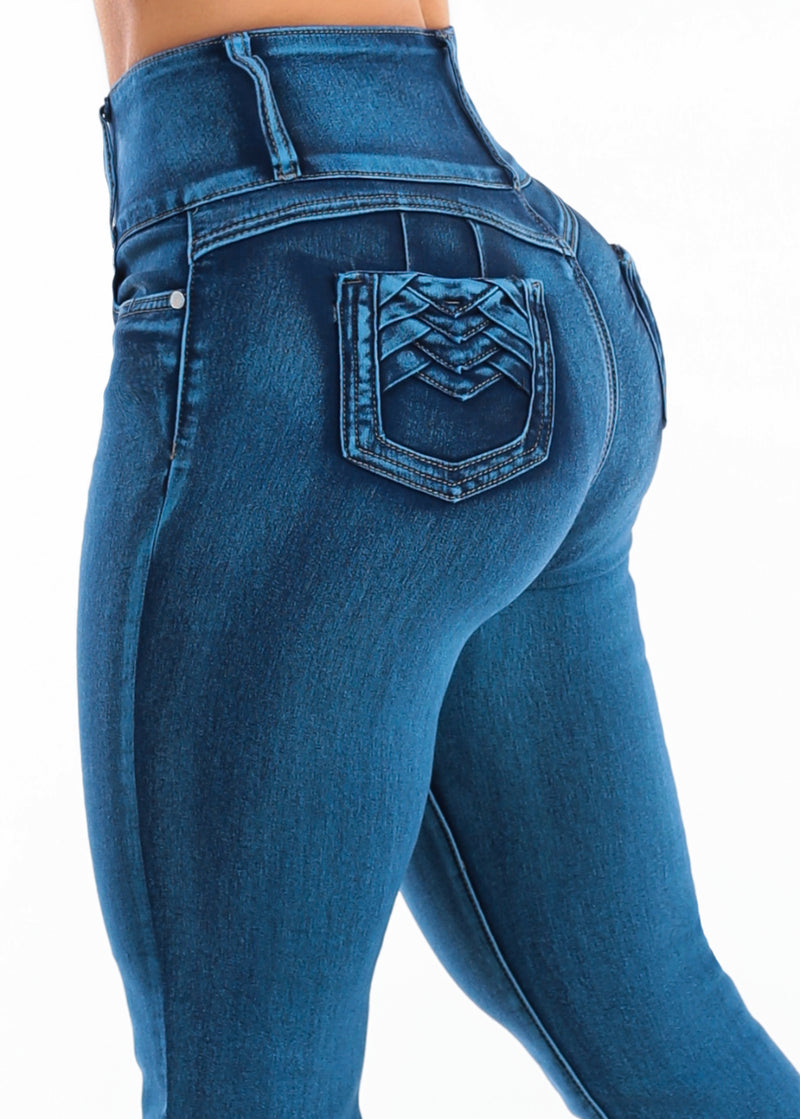 MX JEANS Levantacola Super High Waist Stretch Skinny Jeans Med Sand Wash