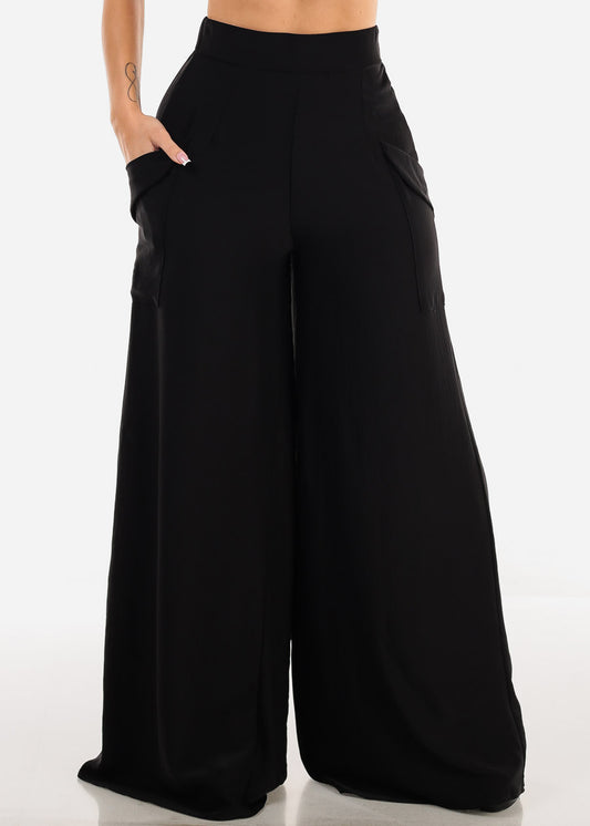 Super High Waisted Black Wide Leg Dress Pants