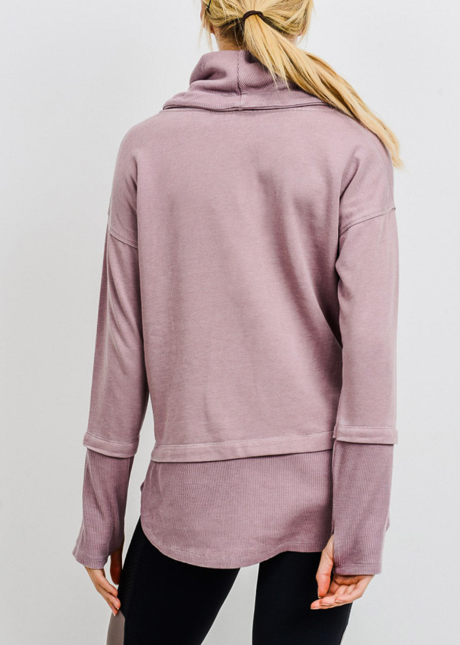 Cowl Neckline Dusty Pink Pullover