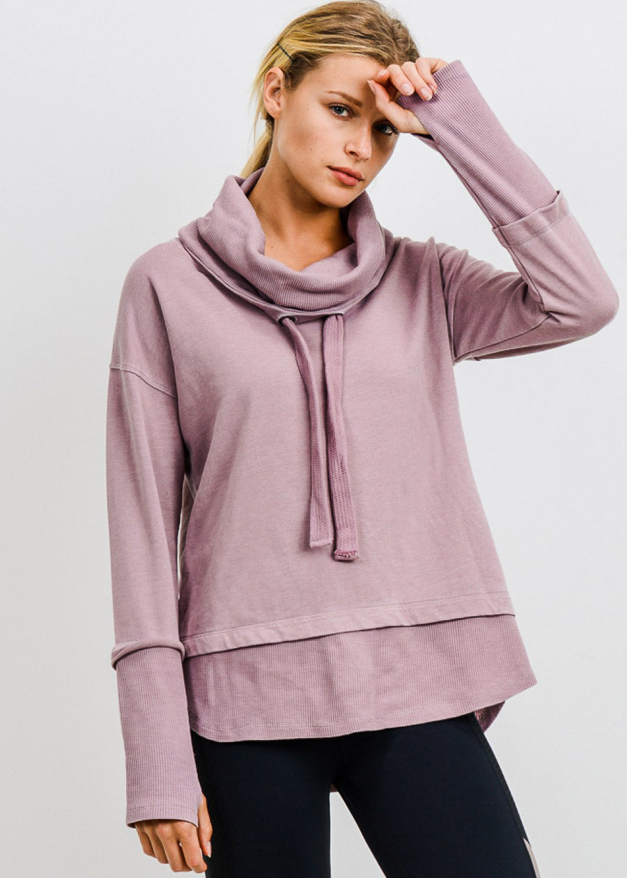 Cowl Neckline Dusty Pink Pullover