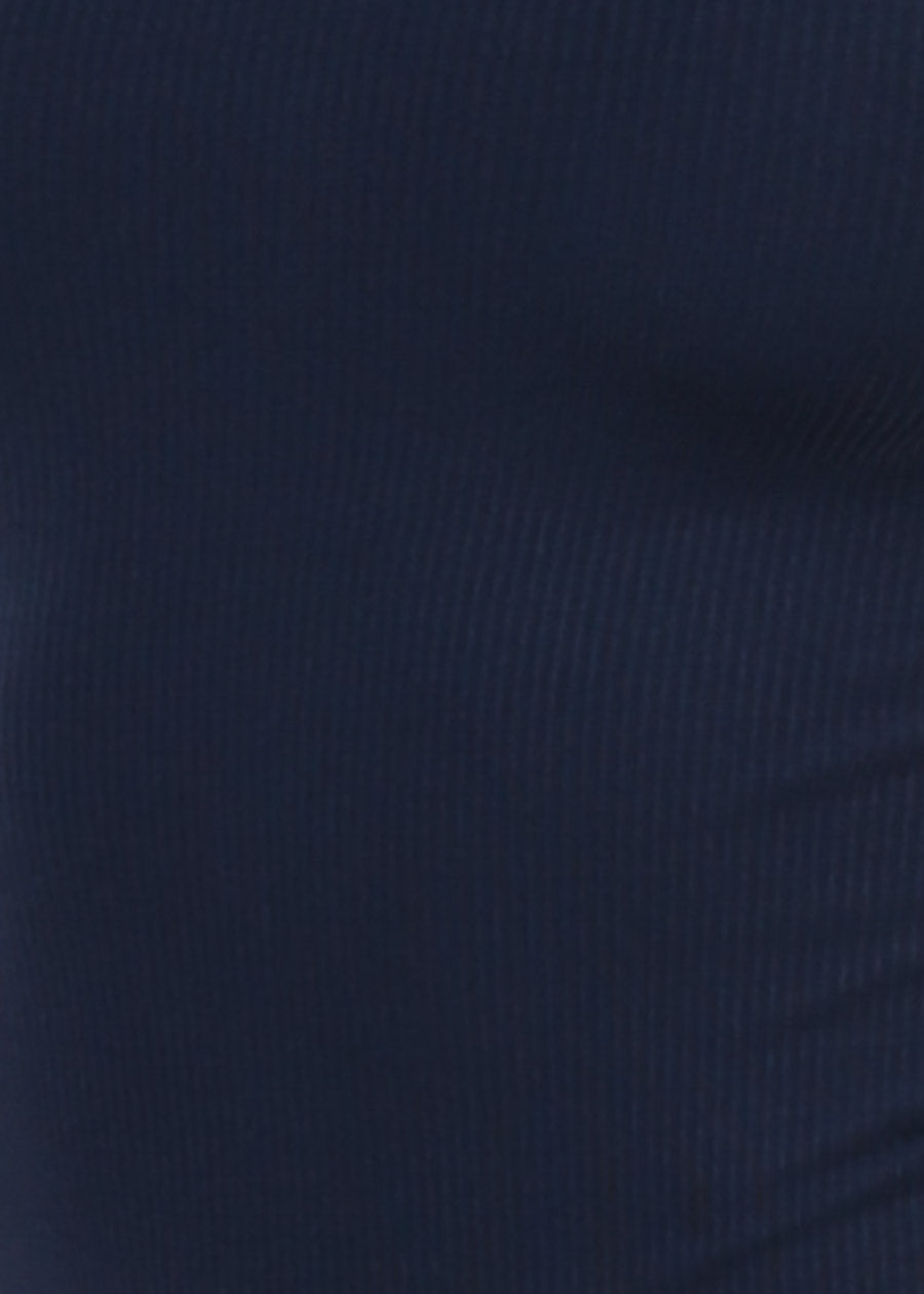 Stretchy Long Sleeve Square Neck Ribbed Top Navy