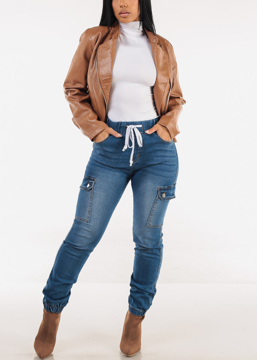 White Long Sleeve Mock Neck Stretch Top