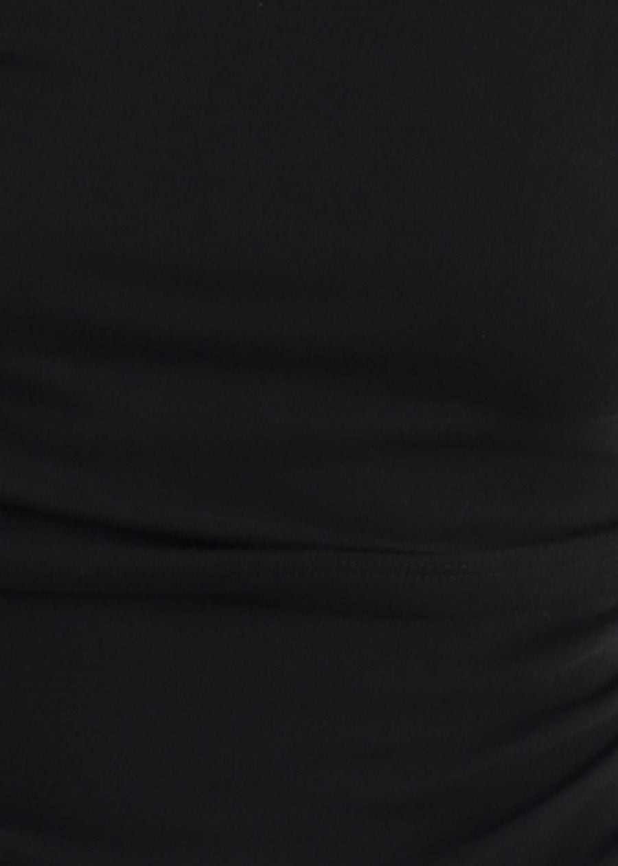 Ruched Off Shoulder Stretch Top Black