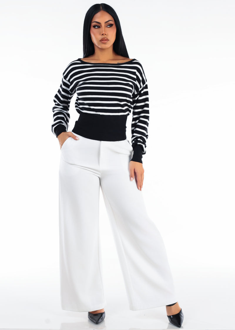 Butt Lift Super High Waist Wide Leg Dress Pants White