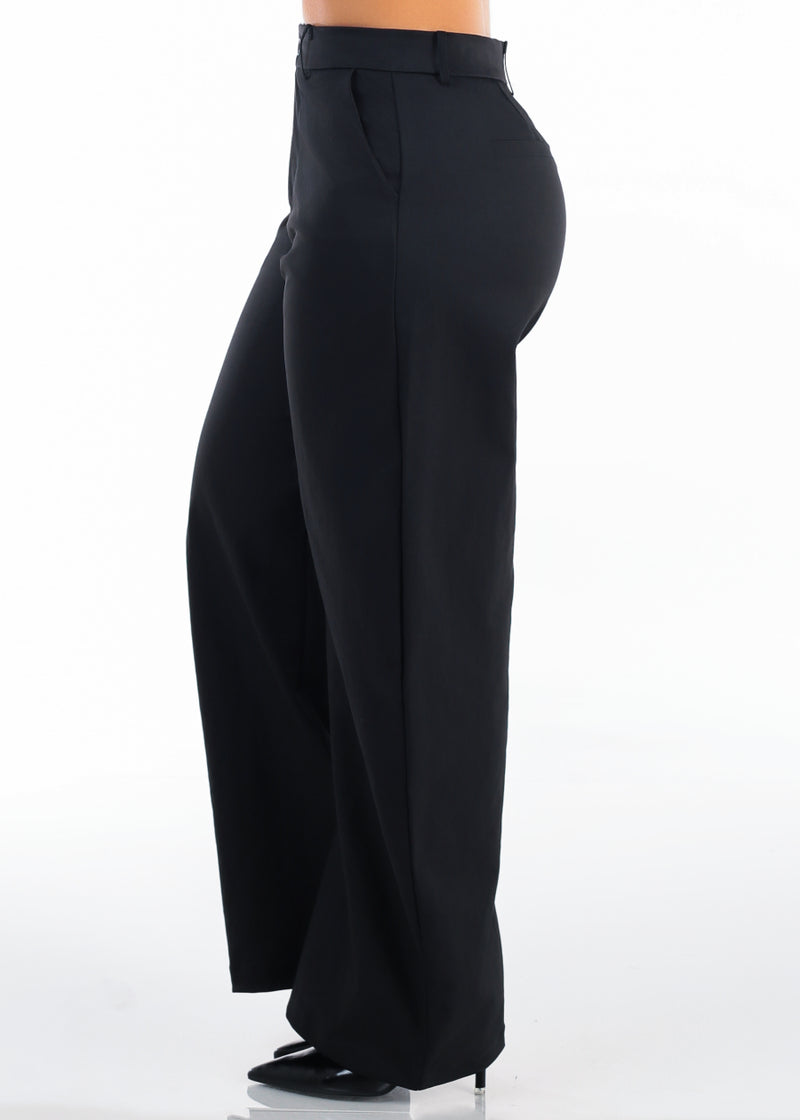Super High Waisted Wide Legged Dress Pants Black