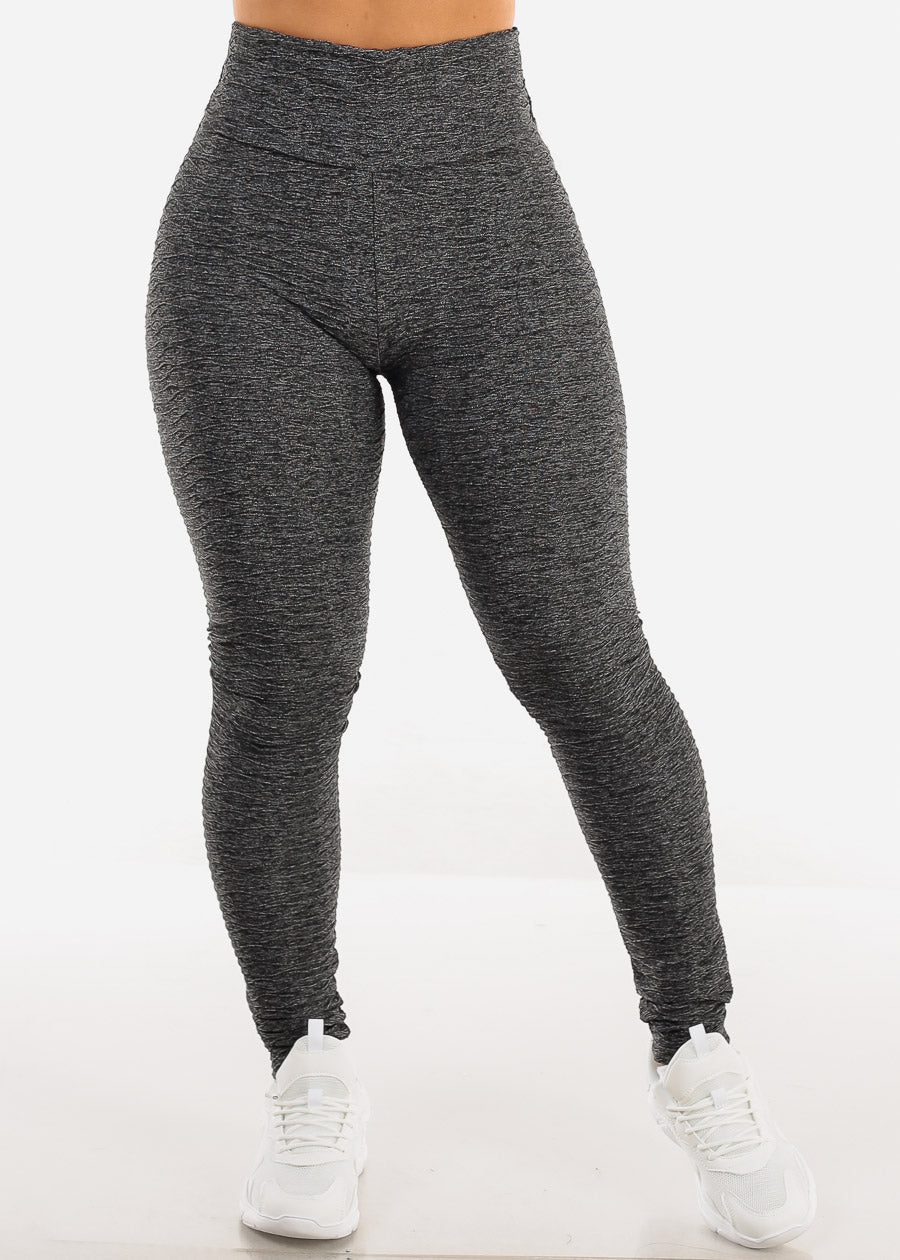 Black Workout Scrunch Textured Leggings