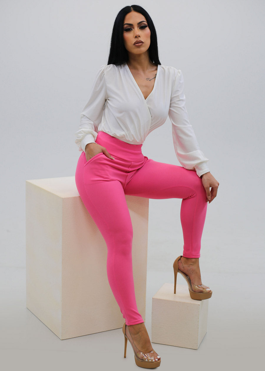 Butt Lift High Waisted Skinny Pants Pink