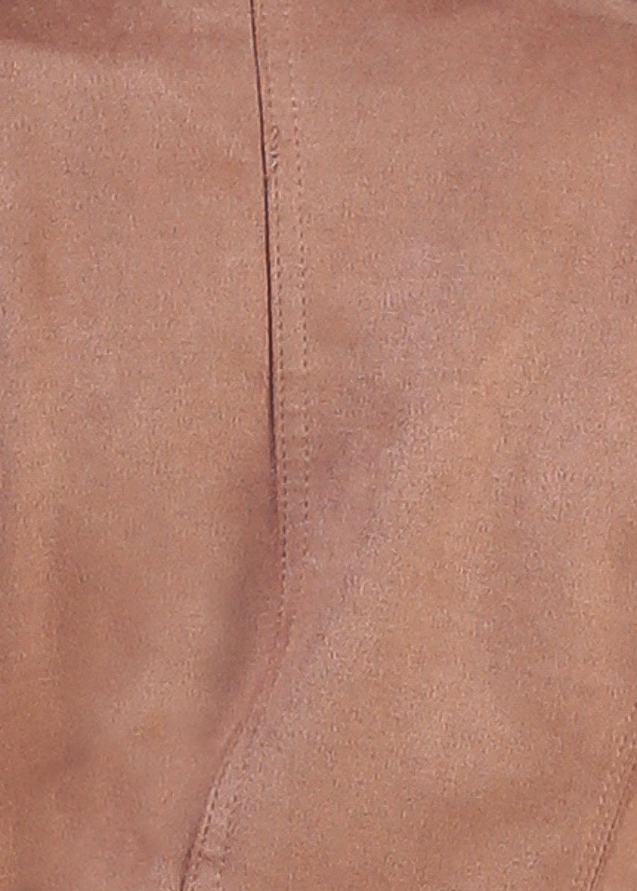 Long Sleeve Zip Up Suede Moto Jacket Dark Mauve