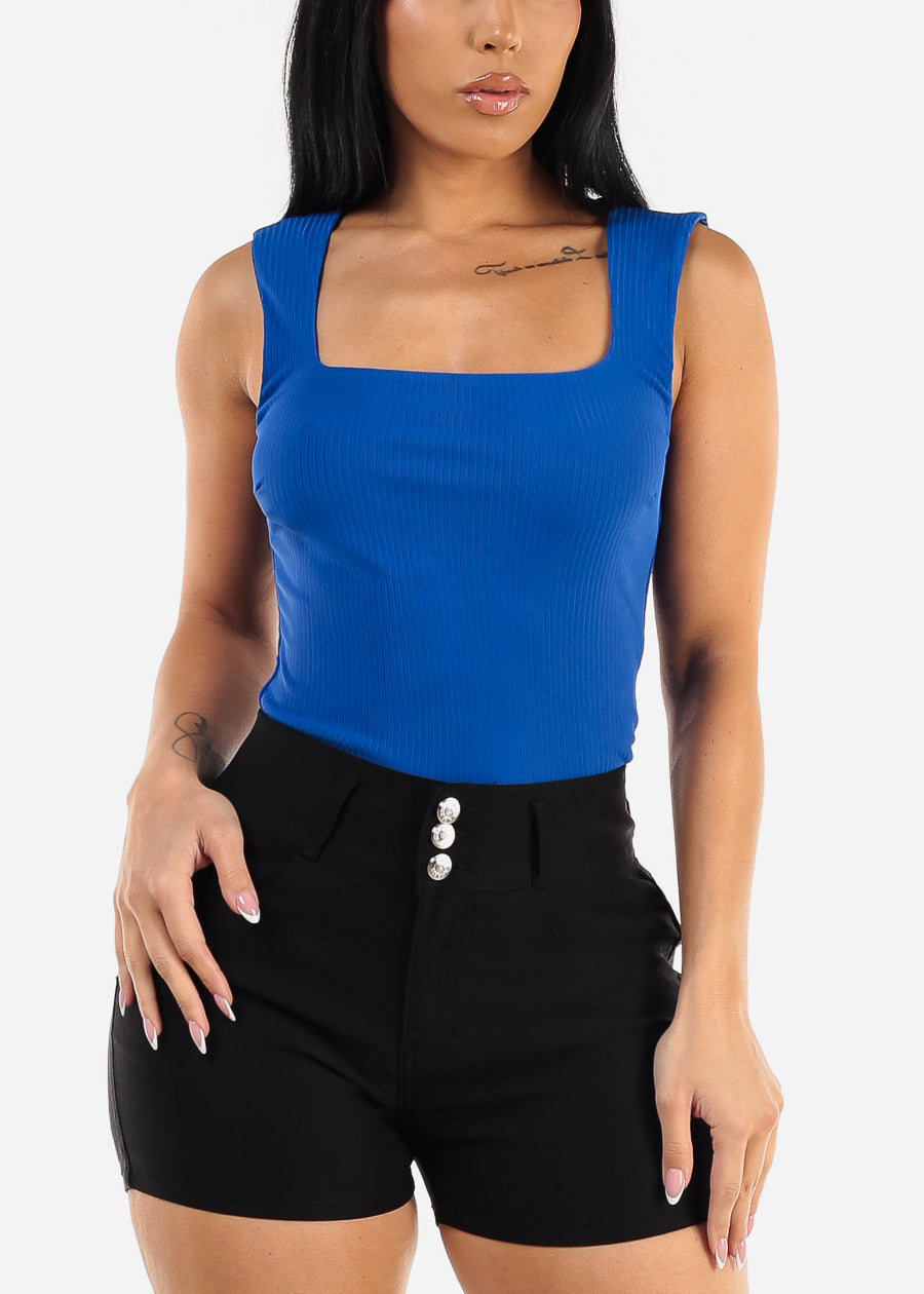 Sleeveless Double Layered Tank Top Royal Blue