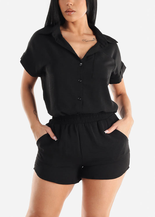 Black Short Sleeve Shirt & Shorts (2 PCE SET)