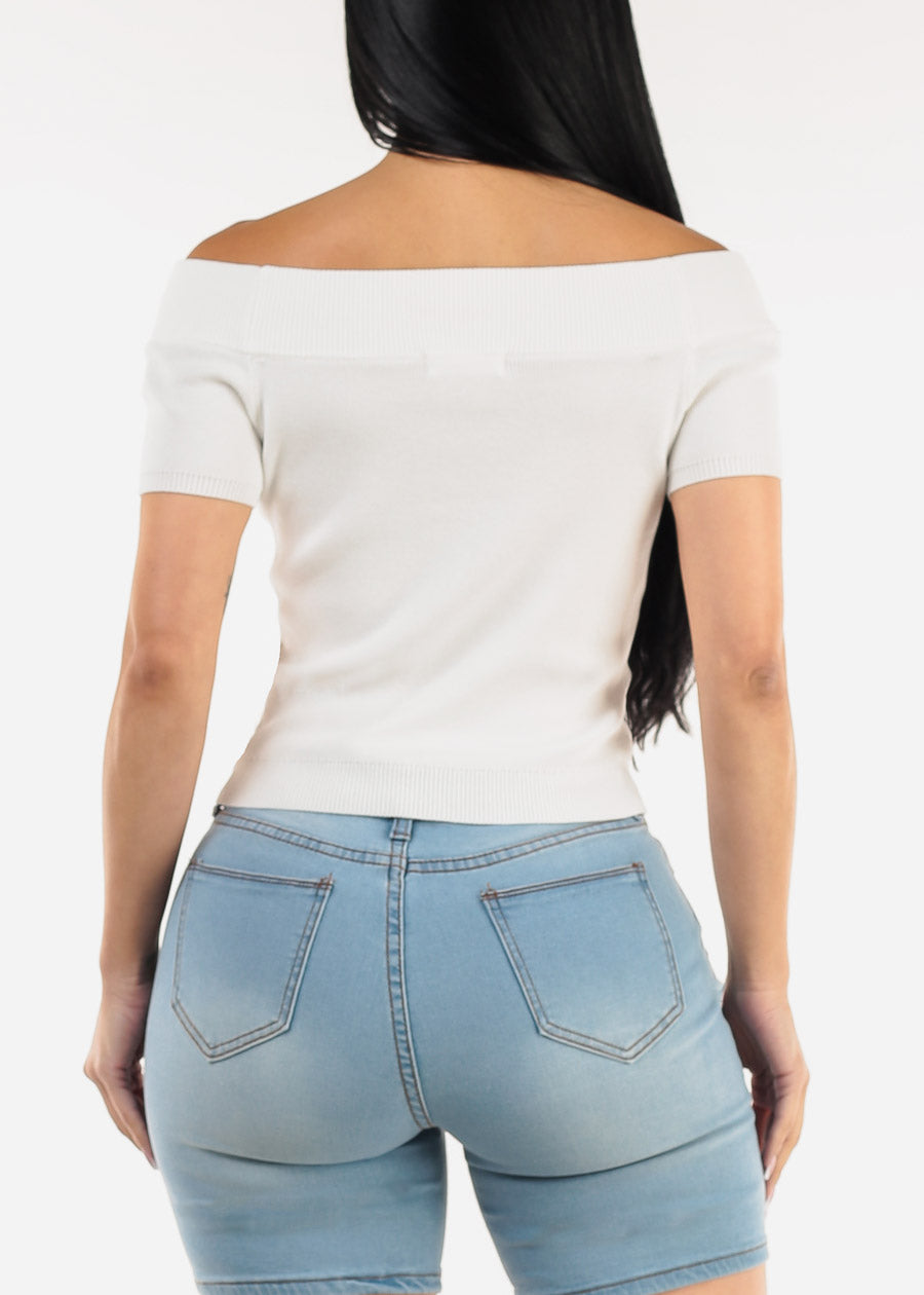 Off Shoulder Stretchy White Top