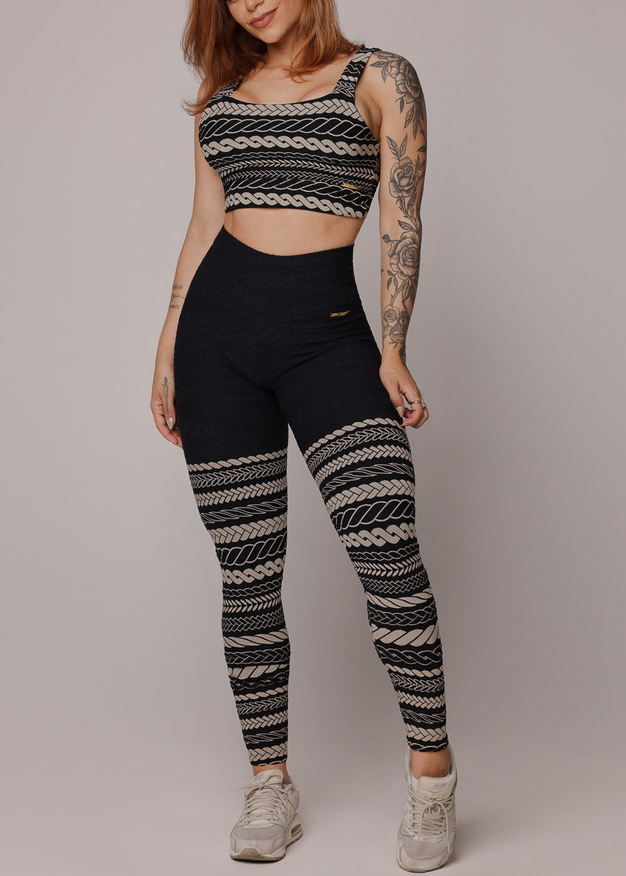 MADE IN BRAZIL Butt Lift Scrunch Leggings Tribal Black