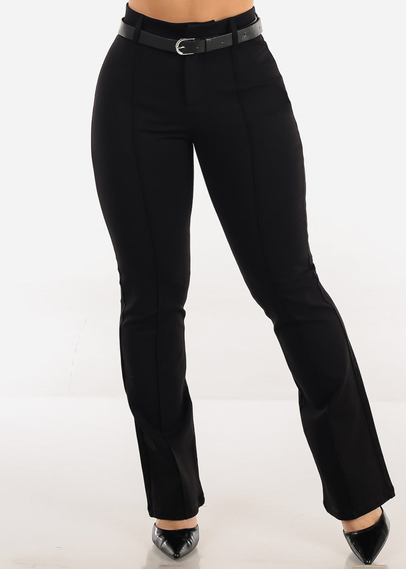 High Waisted Stretch Flared Bootcut Dress Pants Black