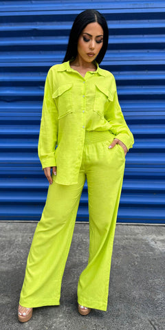 Linen Ovesized Lime Outfit
