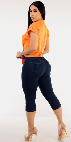 Orange Butt Lift Denim Combo