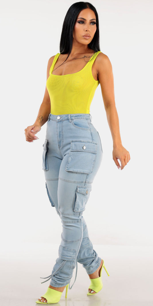 Mesh Cargo Jeans Look