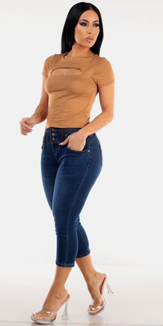 Cut Out Butt Lift Denim Outfit