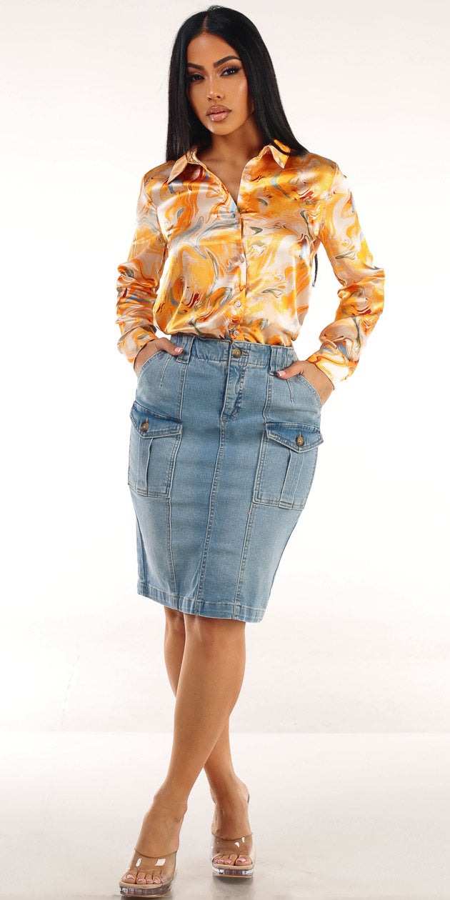 Printed Butt Lift Skirt Look