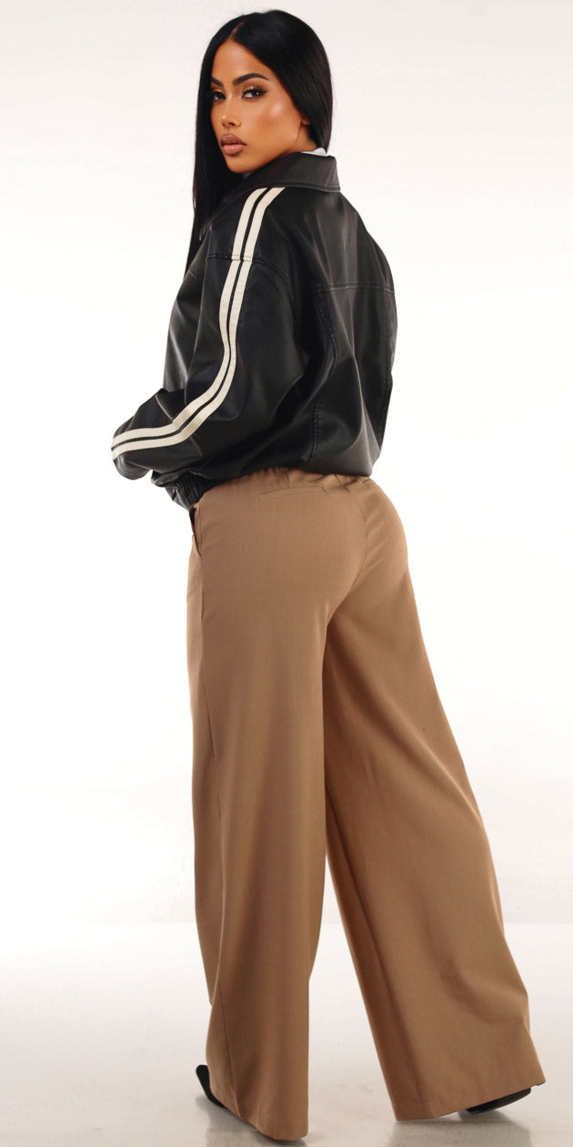 Pleather White Wide Pants Trio