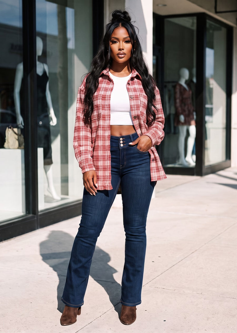 Levantacola High Waist Stretch Bootcut Jeans Dark Wash