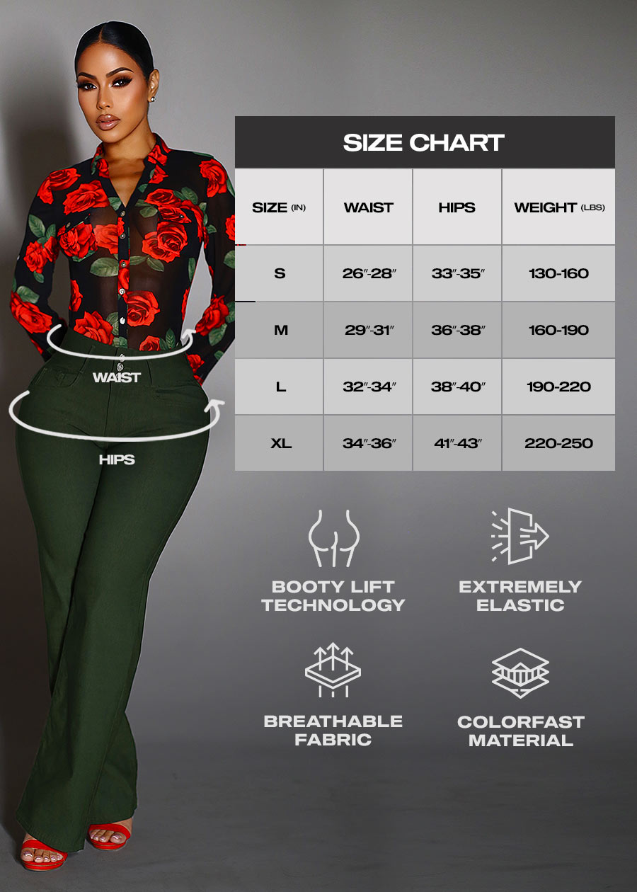 MX JEANS Butt Lift Hyper Stretch Straight Wide Leg Pants Olive