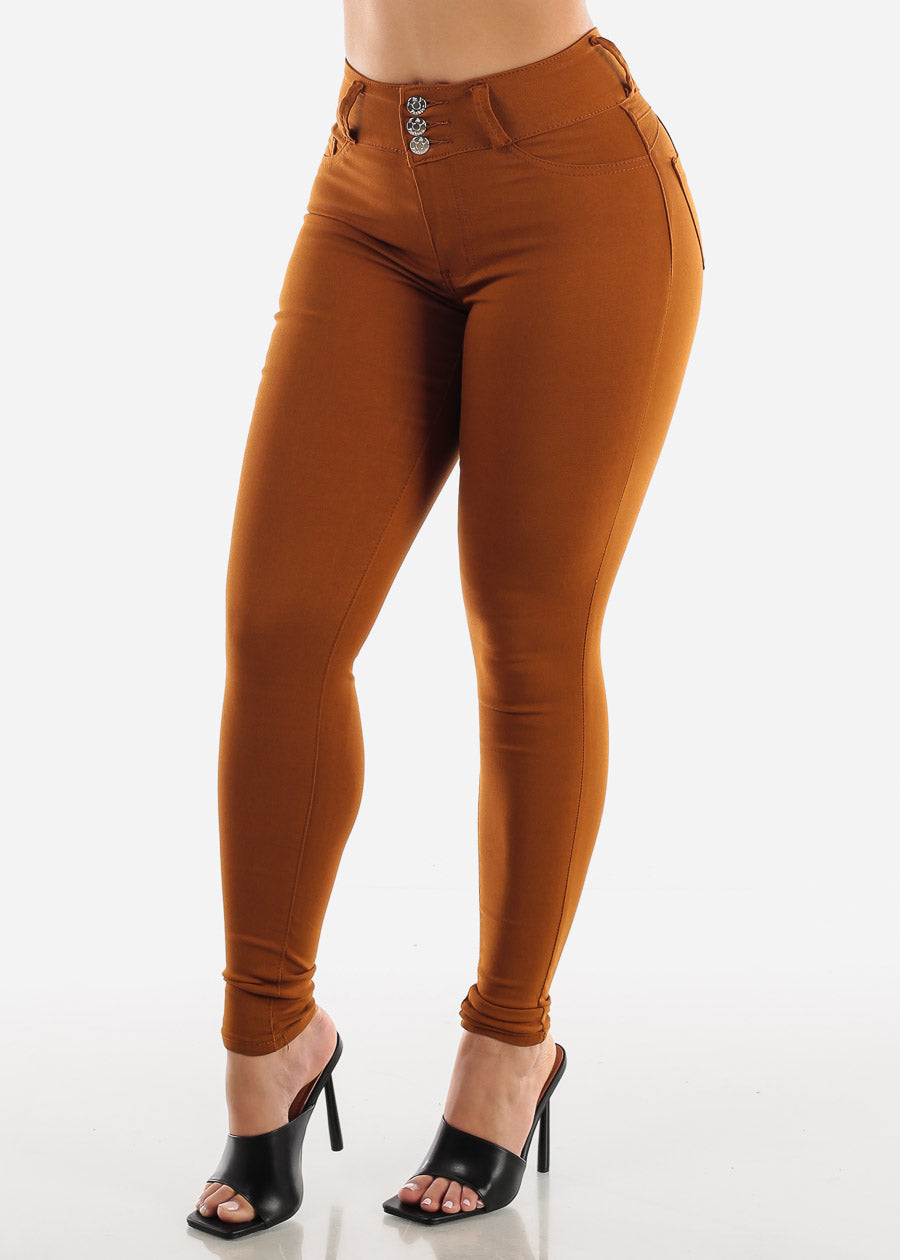 High Waist Butt Lift Levanta Cola Brown Jeggings